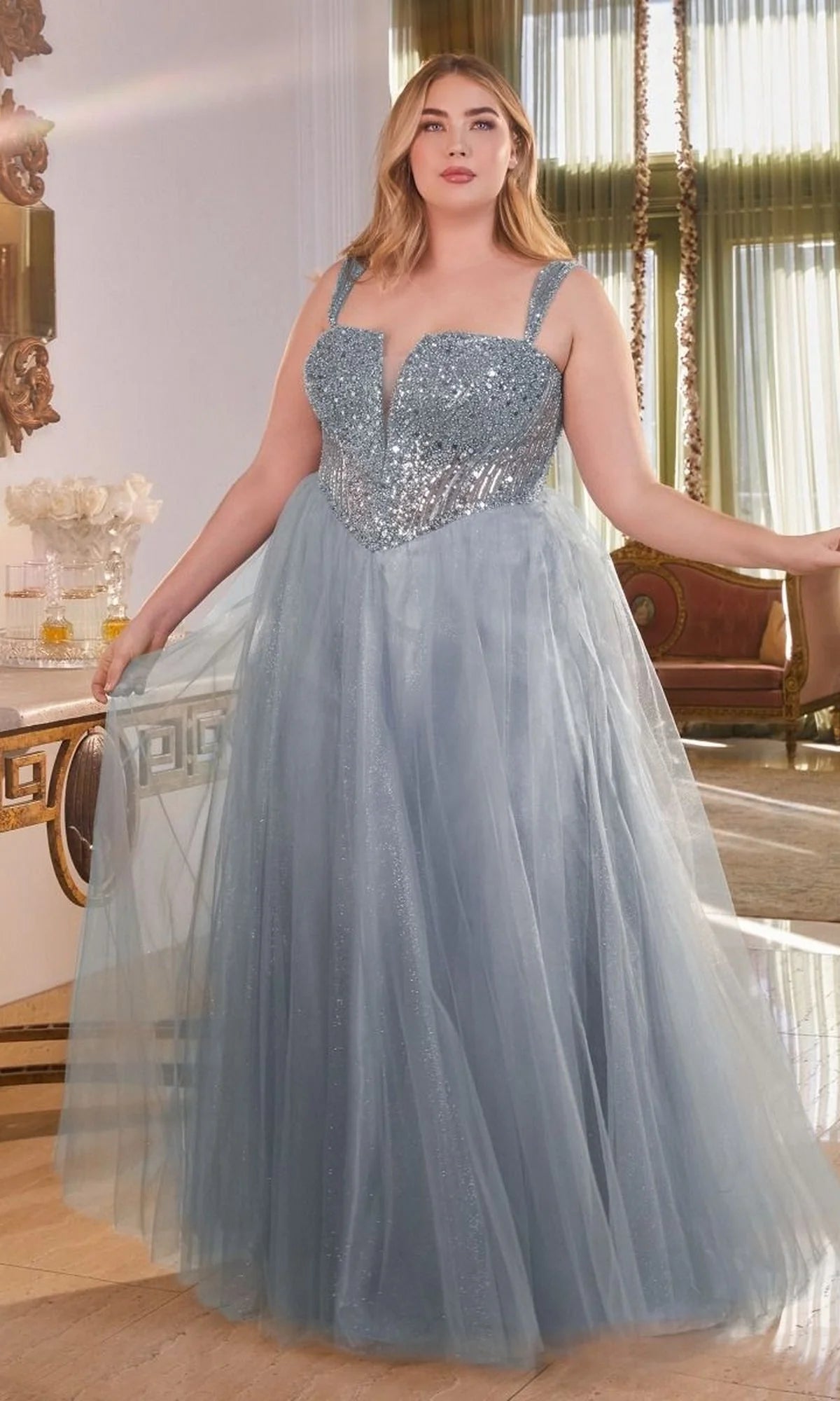 Long Plus-Size Formal Dress Cd0217C by Ladivine