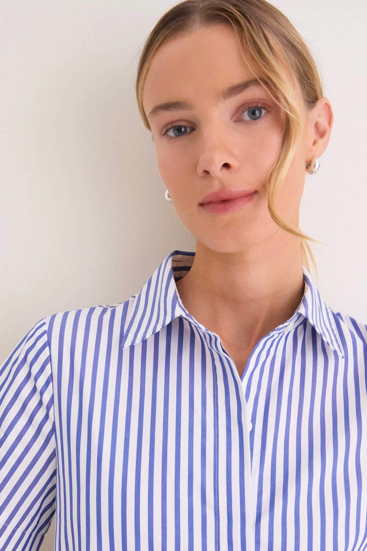 Blue and White Stripe Martine Bubble Maxi Dress