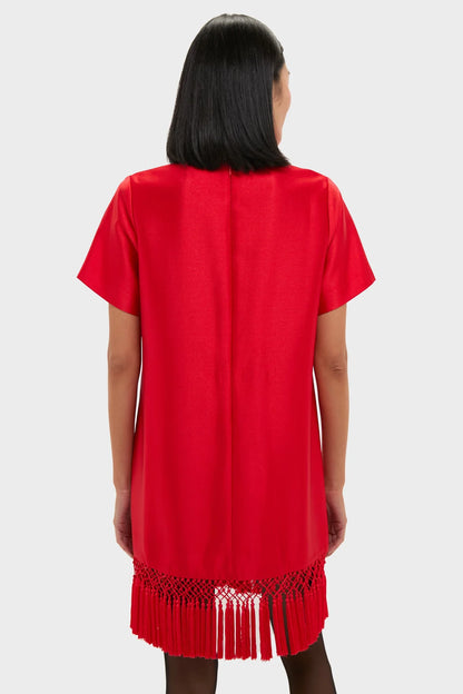 Red Dupioni Tassel Downing Dress