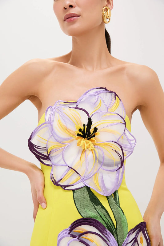Yellow Iris Print Rayna Maxi Dress