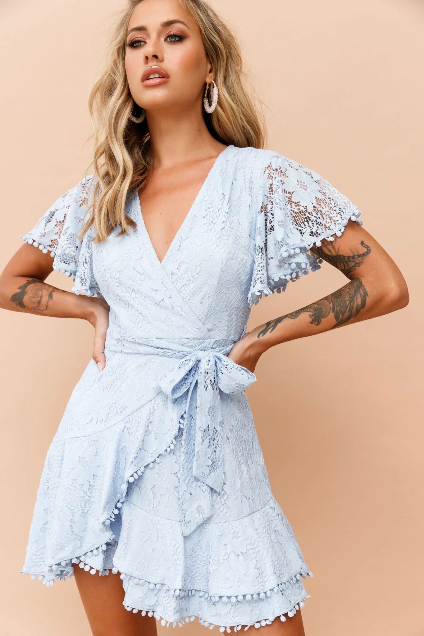 Tickle My Fancy Mini Dress - Baby Blue
