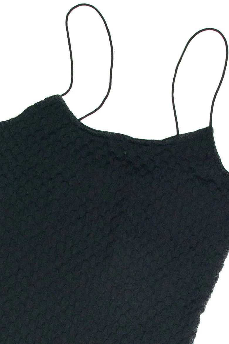 Black Bubble Knit Cami Dress