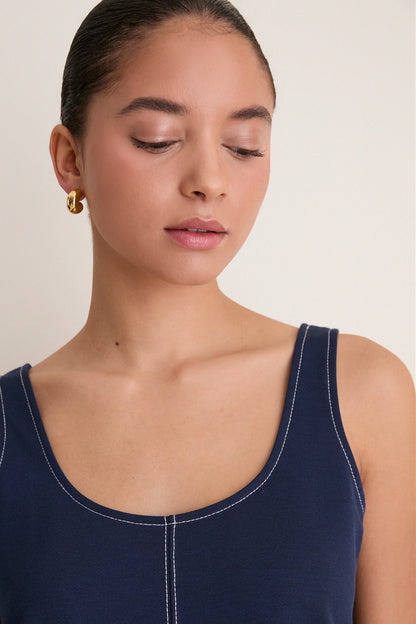 Navy Ponte Violette Column Dress