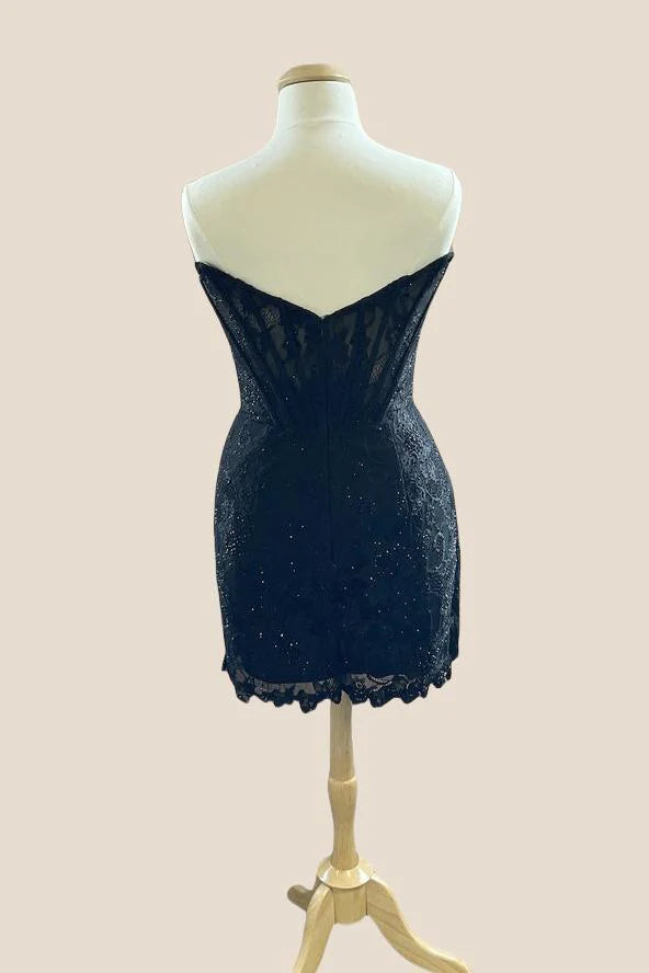 Strapless Light Purple Lace Tight Mini Dress