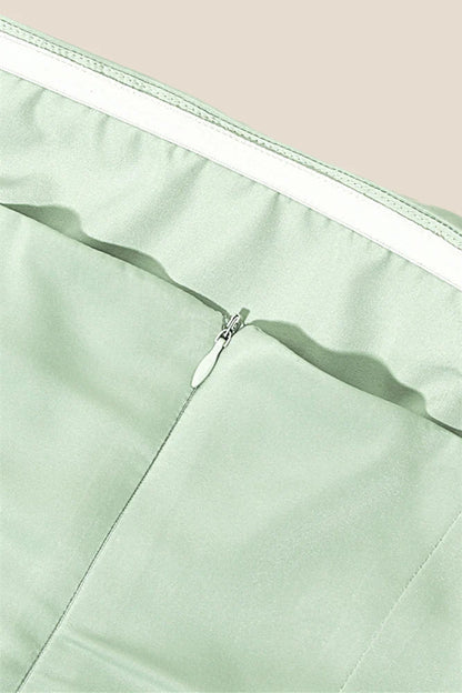 Strapless Sage Ruched Long Dress with Slit