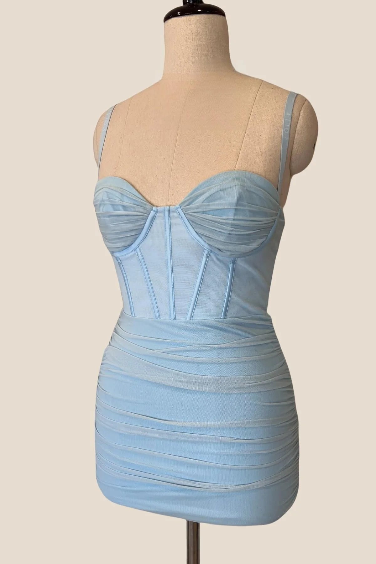 White Corset Ruched Tight Mini Dress