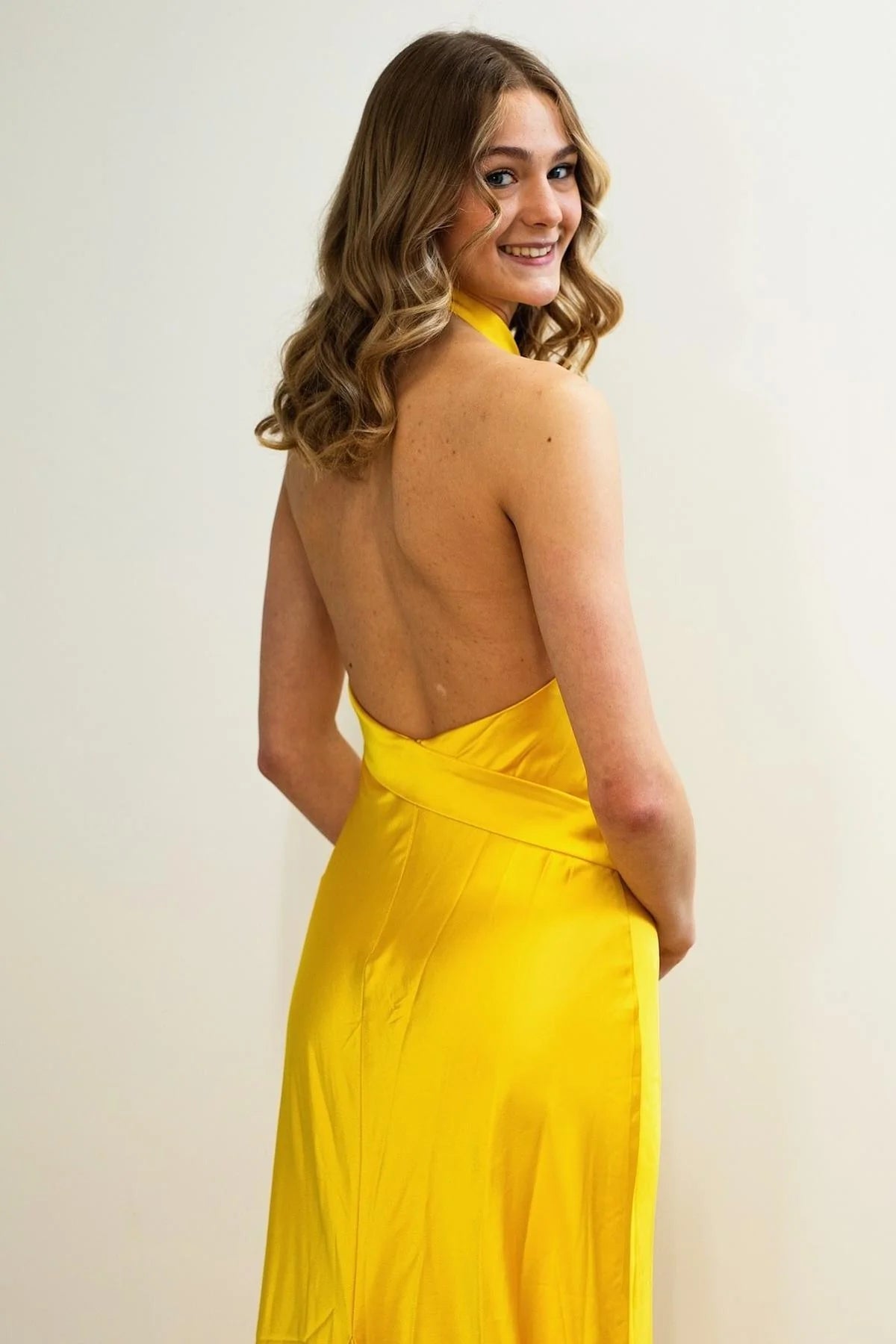 Halter Red Open Back Long Dress with Slit