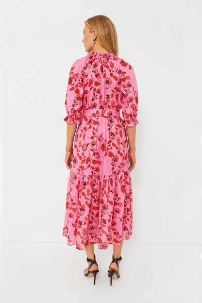 Red and Pink Floral Saratoga Cotton Dress