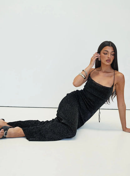 Cutting Edge Maxi Dress Black Glitter