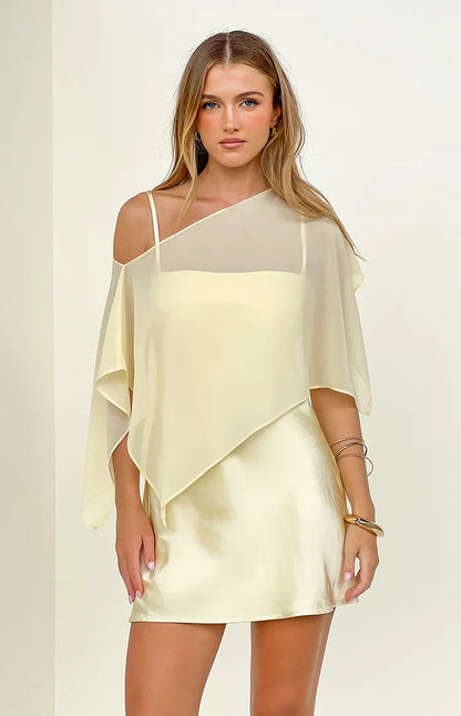 Chelsea Yellow Satin Mini Dress