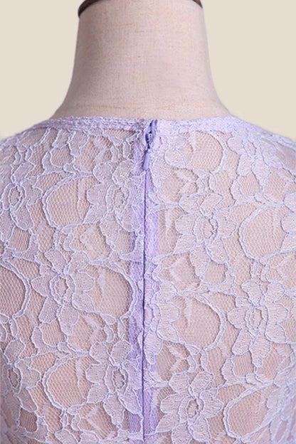 Lavender Lace and Chiffon A-line Long Bridesmaid Dress