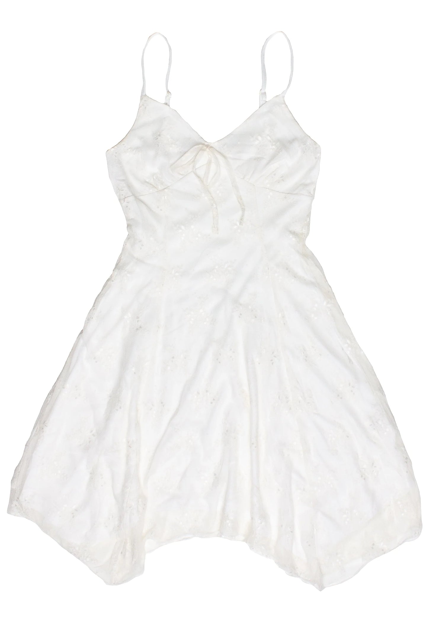 Floral Mesh Lace Hanky Hem Mini Dress