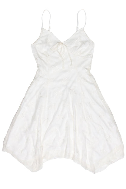 Floral Mesh Lace Hanky Hem Mini Dress