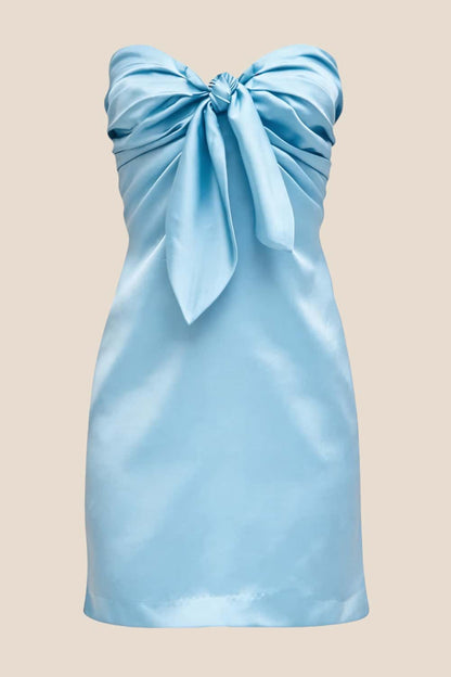 Strapless Orange Tie Front Short Dress