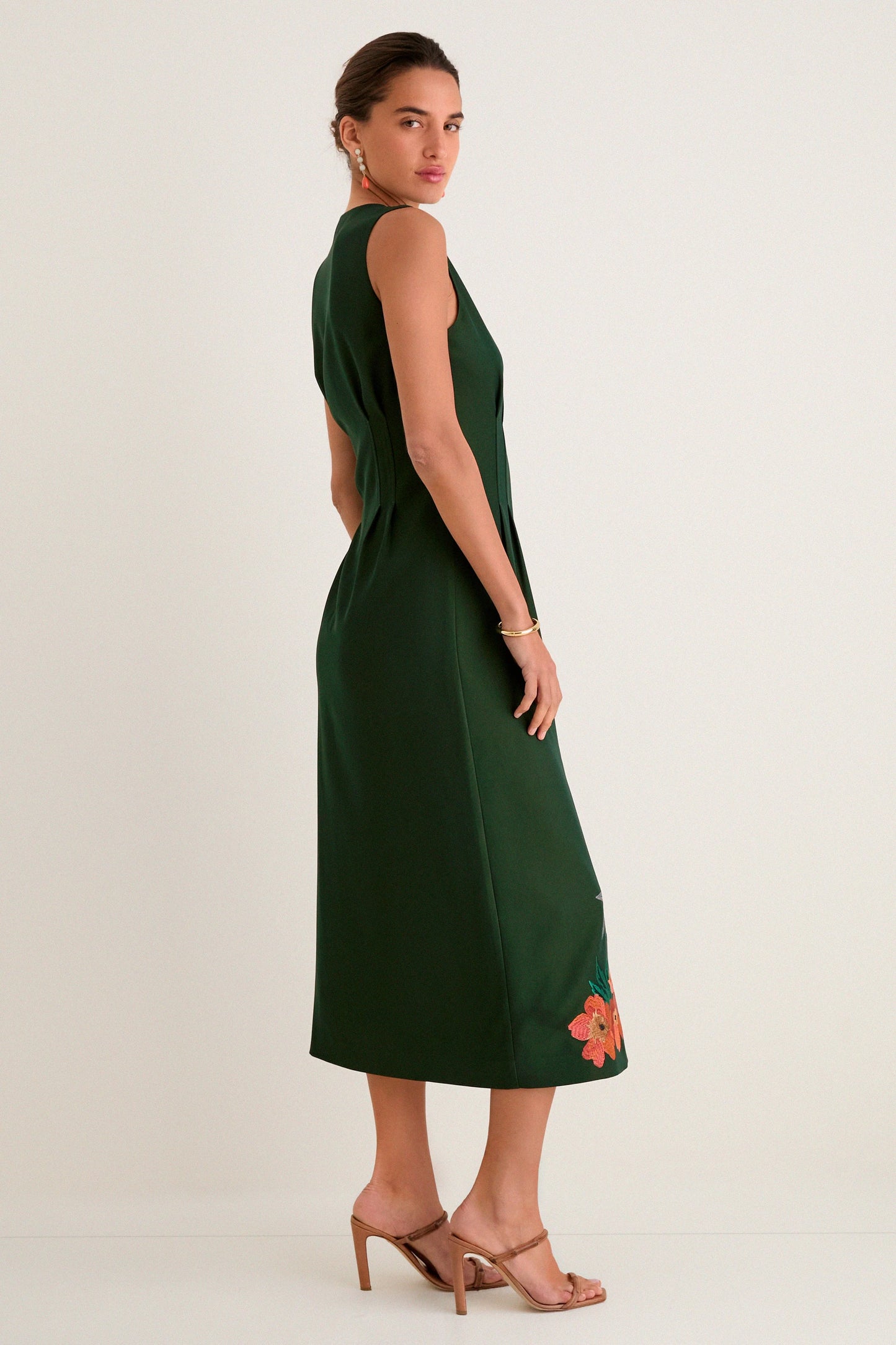 Verdant Green Crepe Embroidered Nell Dress