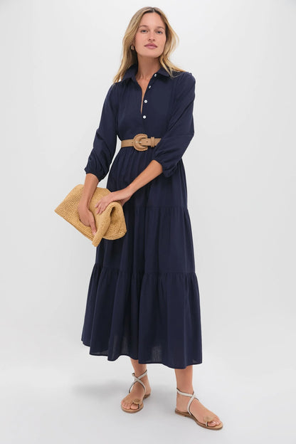 Navy Cotton Mabel Maxi Dress