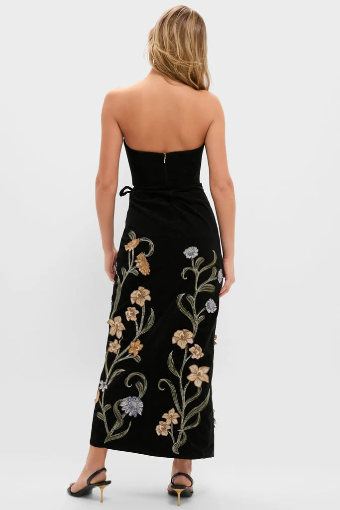 Hand Embroidered Laguna Cinefila Velvet Maxi Dress