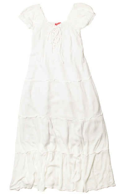 White Lace Up Milkmaid Maxi Dress