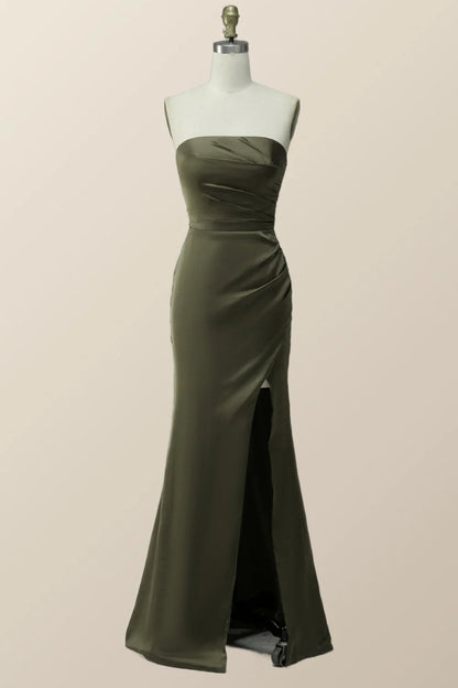 Strapless Olivia Green Mermaid Long Bridesmaid Dress