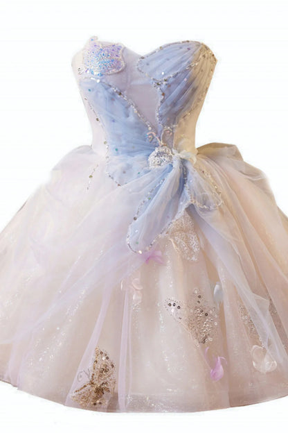 Strapless Champagne A-line Short Ball Gown