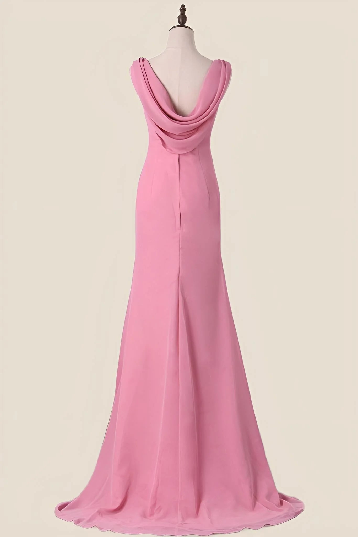 V Neck Blush Pink Chiffon Long Party Dress