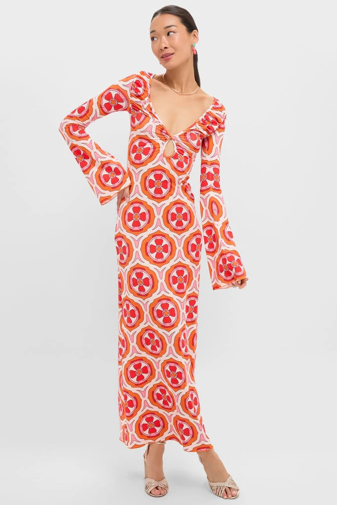 Pink Retro Radiance Diana Bell Maxi Dress