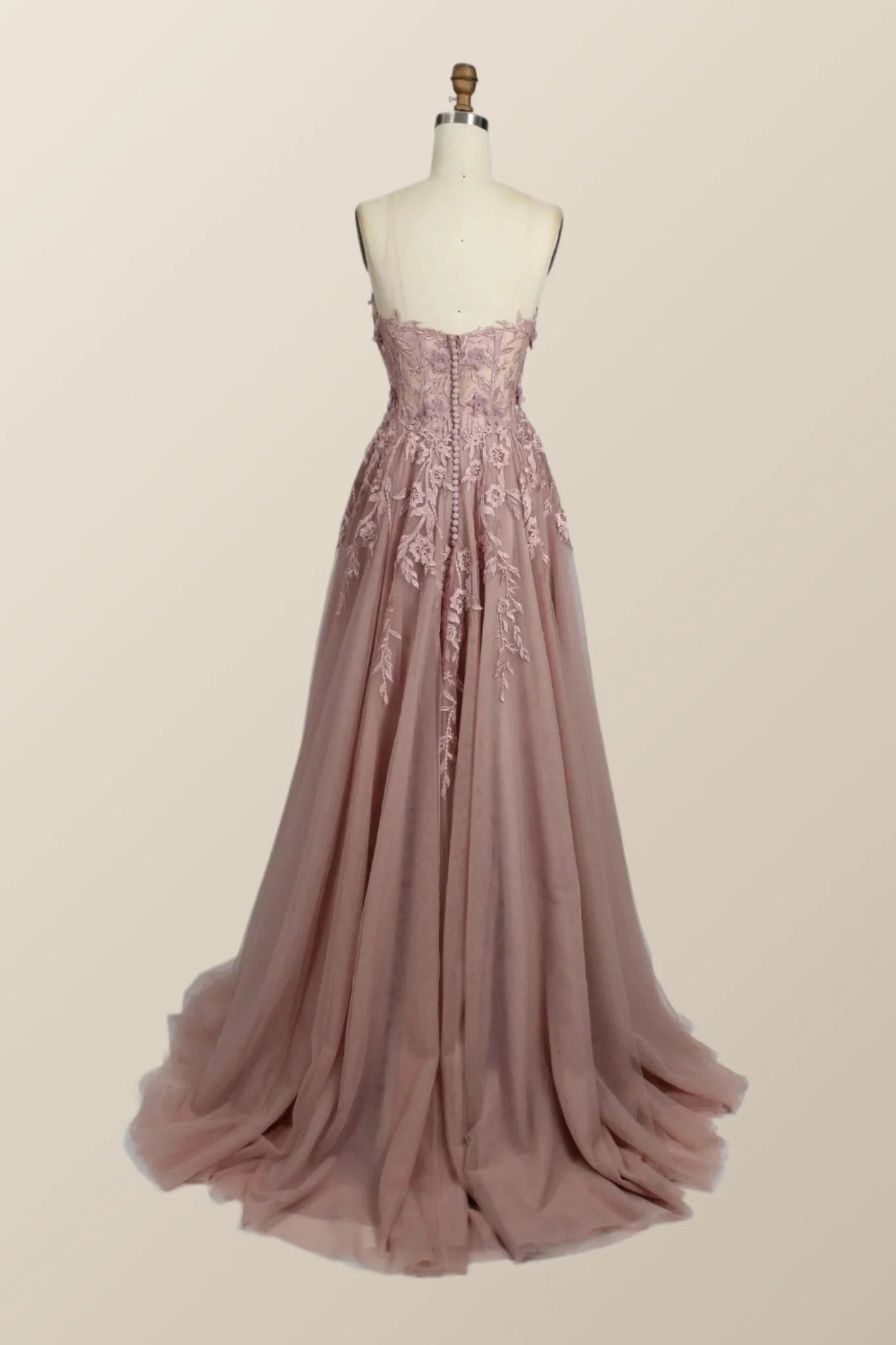 Yellow Floral Embroidery Strapless A-line Formal Dress