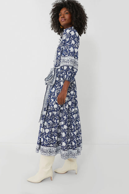 Exclusive Navy Flounce Dress
