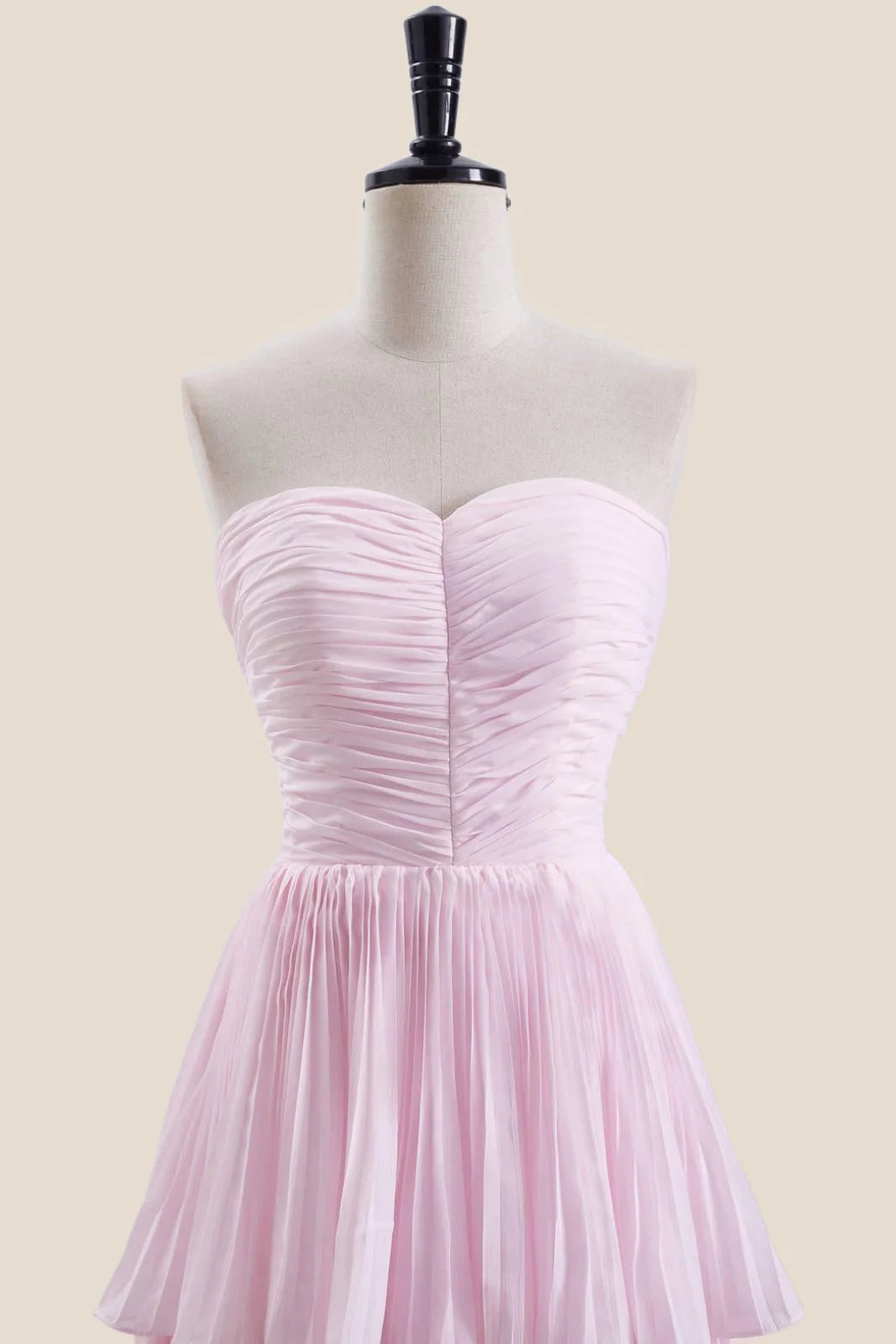 Strapless Burgundy Pleated Tiered Long Party Dress