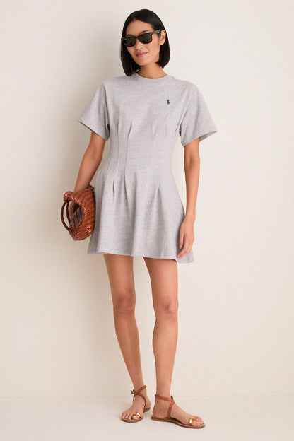 Cobblestone Heather Jersey Knit Crewneck Mini Dress