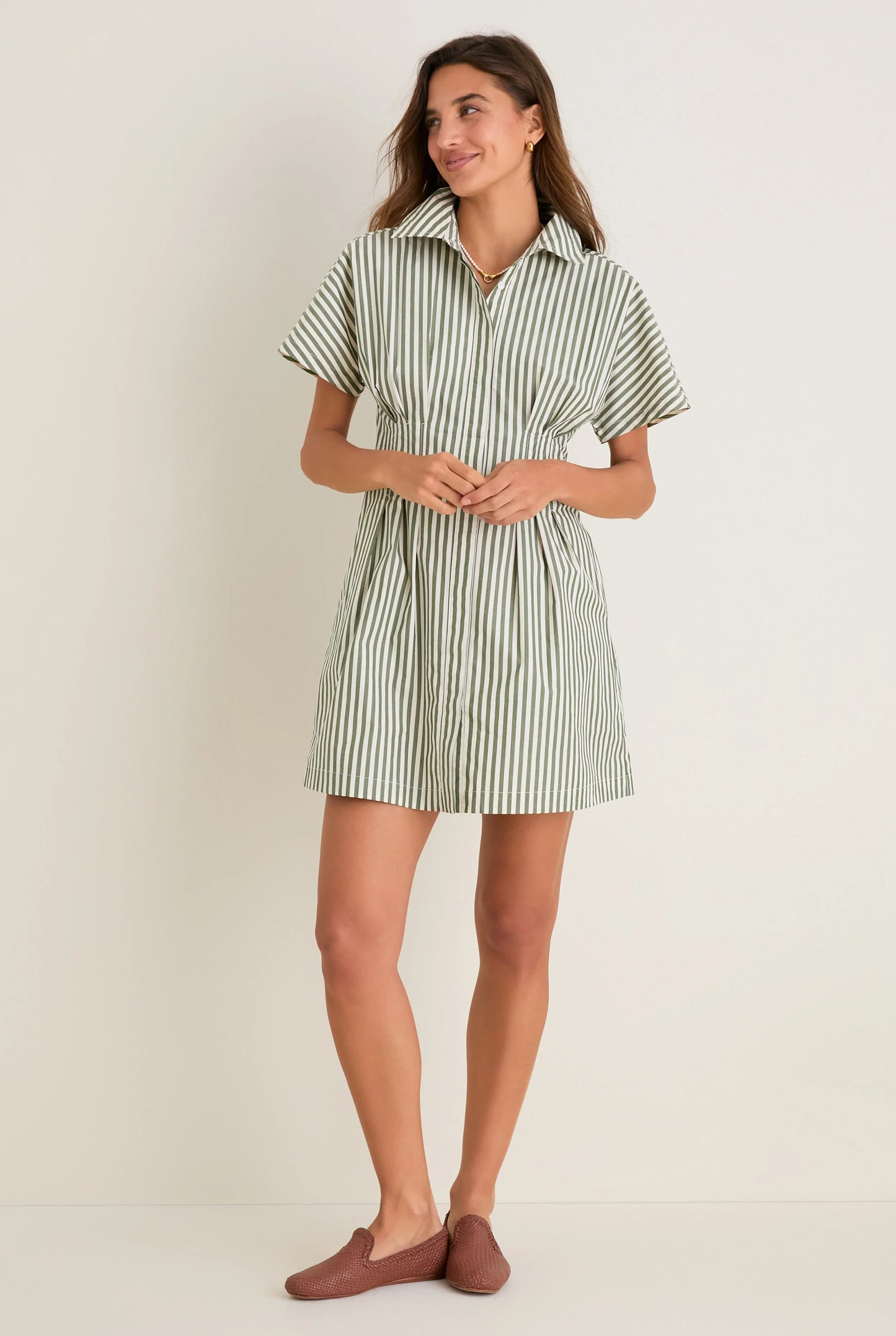 Jardin Stripe Cotton Poplin Mini Callie Dress