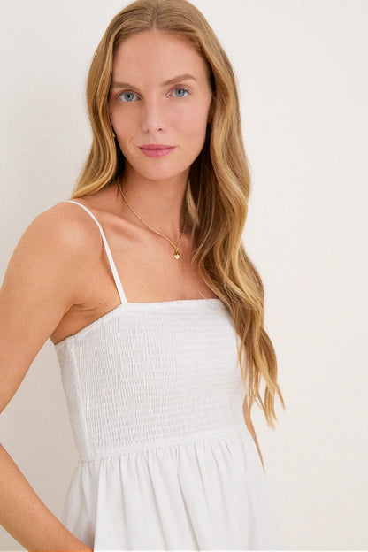 White Smocked Seashell Embroidery Harbor Dress