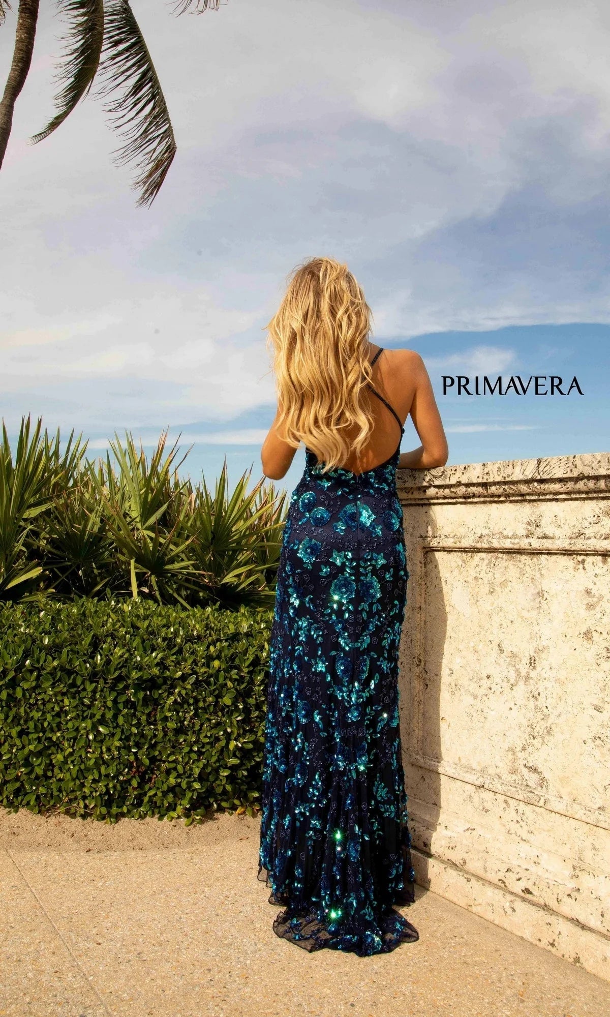 Primavera Floral-Beaded Long Formal Dress 3731