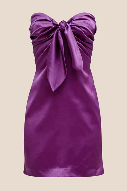 Strapless Navy Blue Tie Front Short Dress