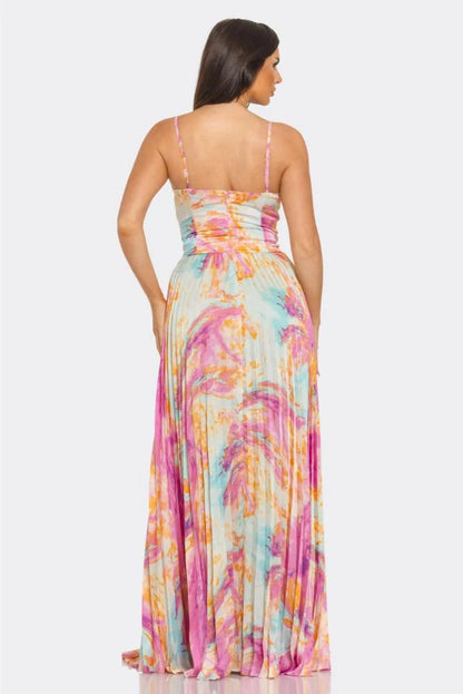LouJane Pleated Maxi Dress - Watercolor