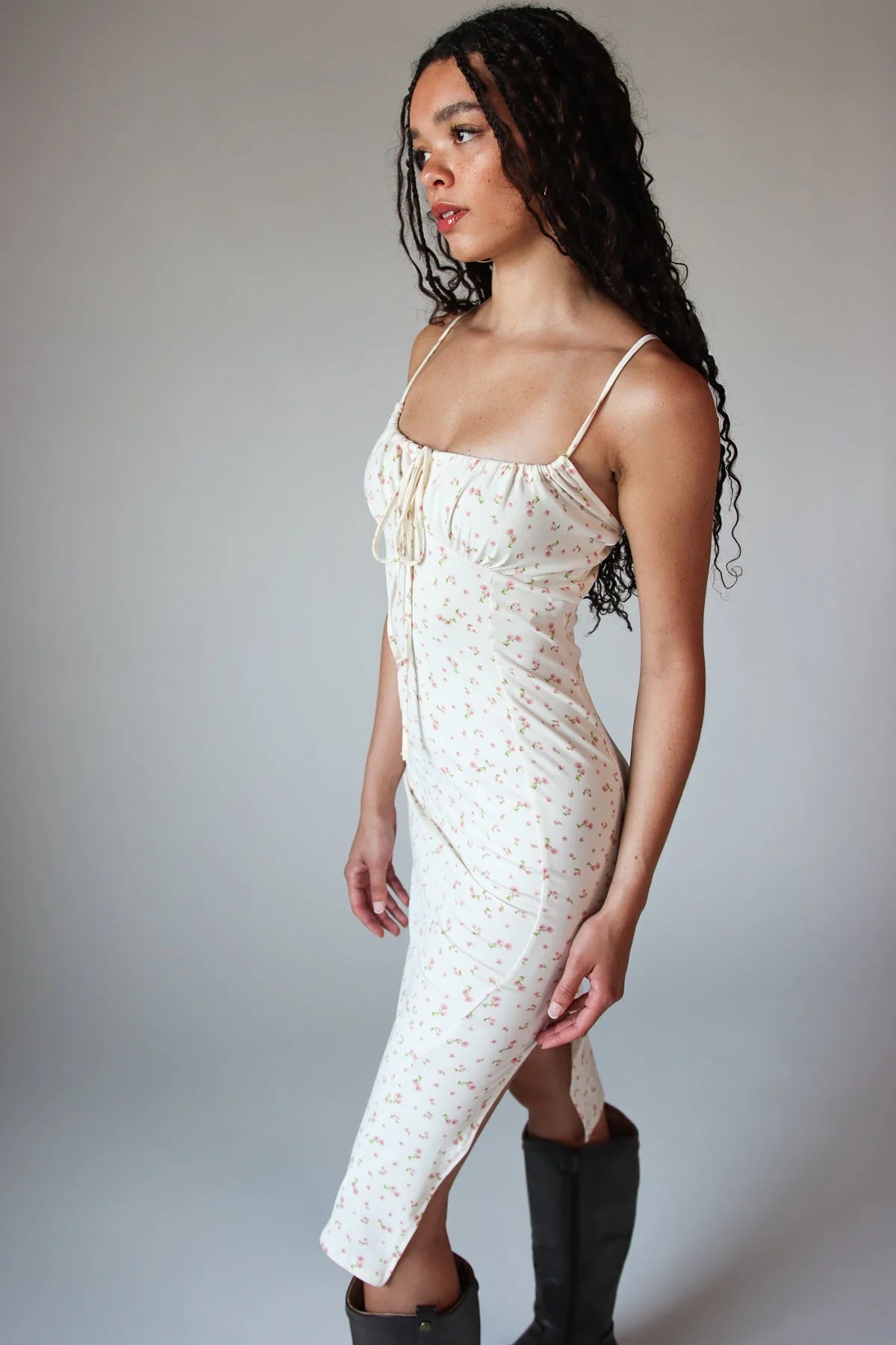 Sleeveless Floral Milkmaid Midi Dress