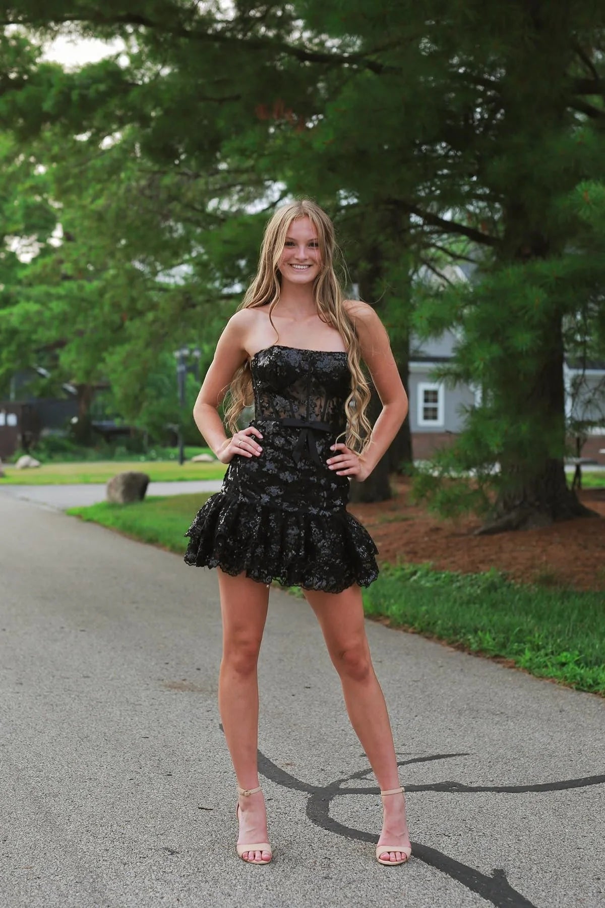 Strapless Pink Sequin Mermaid Mini Dress