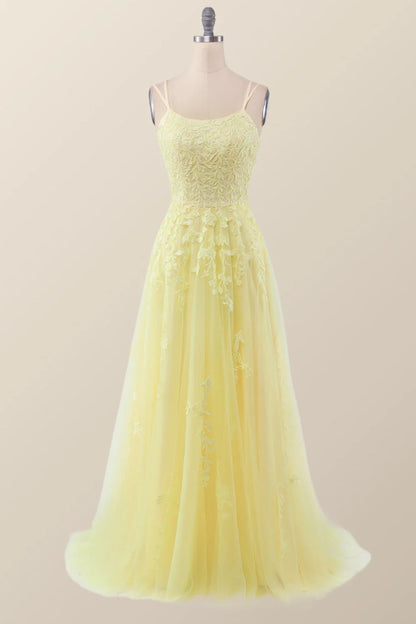 Lavender Lace Appliques A-line Long Formal Dress