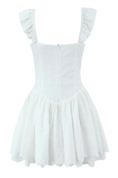 White Strap Lase-up Short Skirt