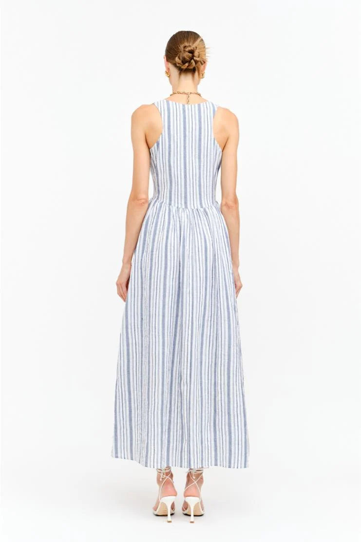 Liz Striped Linen Midi Dress