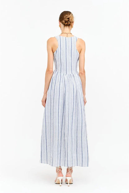 Liz Striped Linen Midi Dress