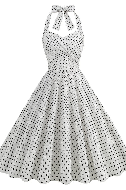 Halter Red Polk Dots Swing Dress