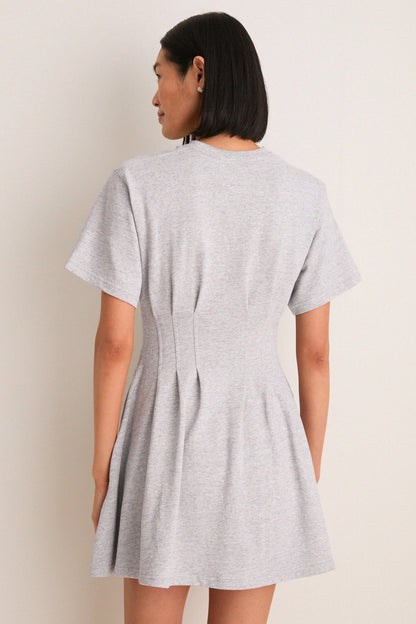 Cobblestone Heather Jersey Knit Crewneck Mini Dress