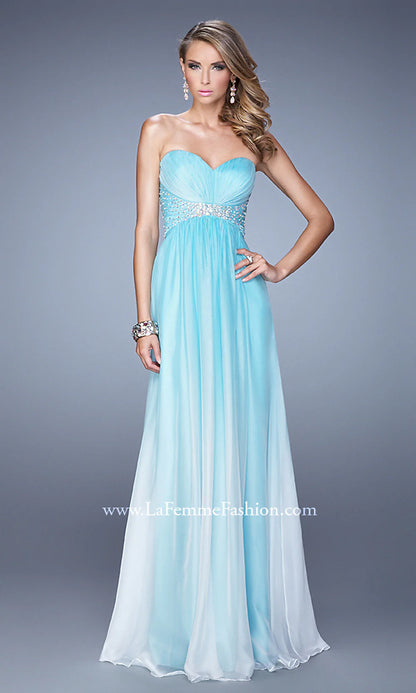 La Femme Strapless A-Line Prom Dress with Beads