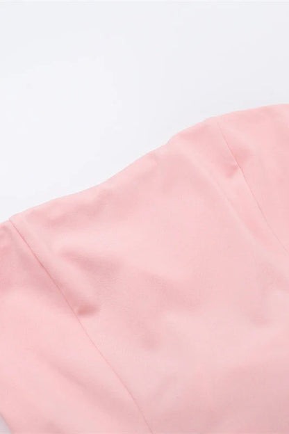 Strapless Pink A-line Bubble Dress with Bow
