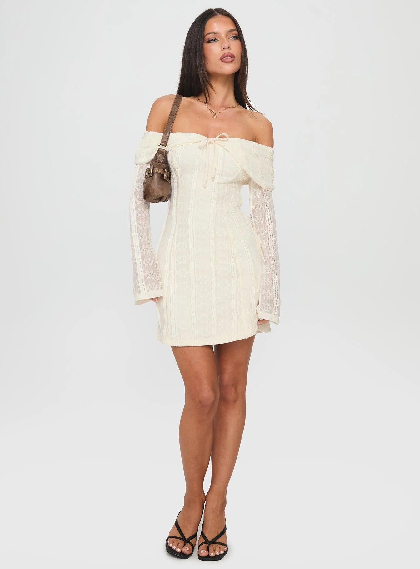 Colettie Long Sleeve Mini Dress Cream