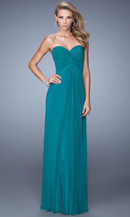 Strapless Long La Femme Prom Dress with Front Knot