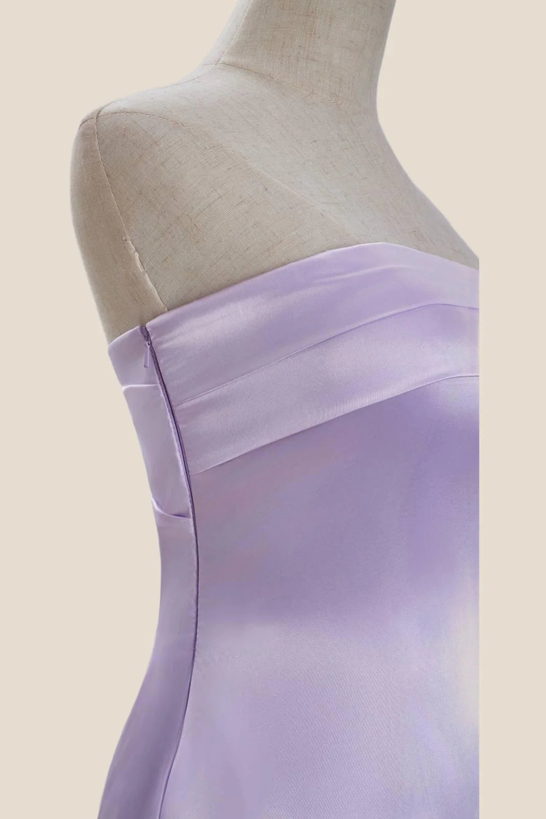 Strapless Lavender Satin Bodycon Short Dress