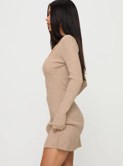 Halycon Knit Mini Dress Oatmeal