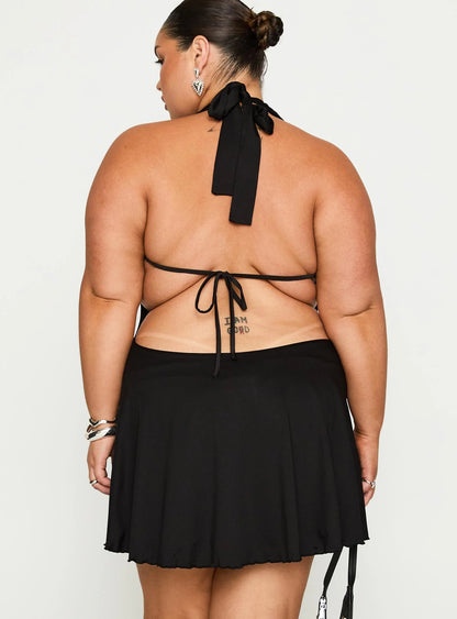 Maeva Halter Mini Dress Black Curve